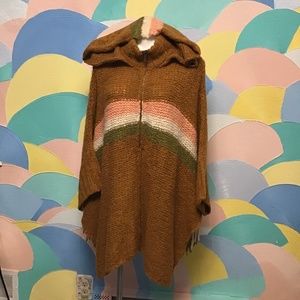 Rare Free People Chunky Hooded Sweater Shawl